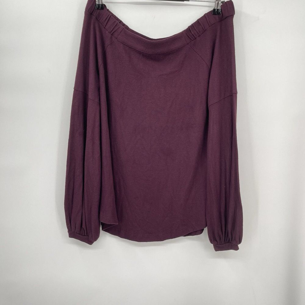 Saturday Sunday by Anthropologie Off Shoulder Long Sleeve Top Raspberry‎ Plum M